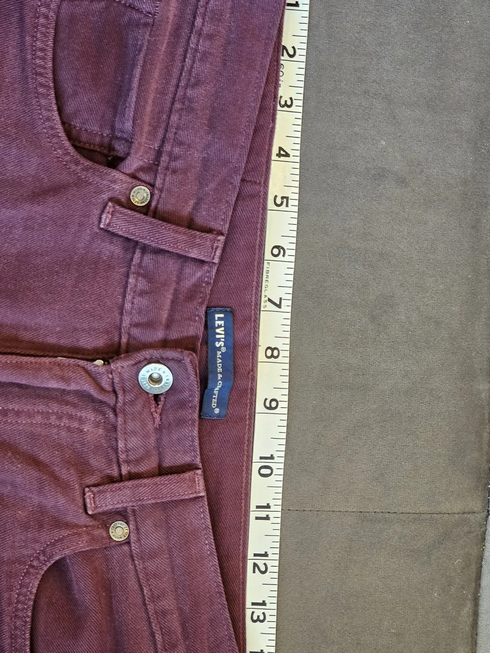 Levi's Blue Tab Made & Crafted Men's Micro Corduroy Burgundy Chinos sz 32 x 32